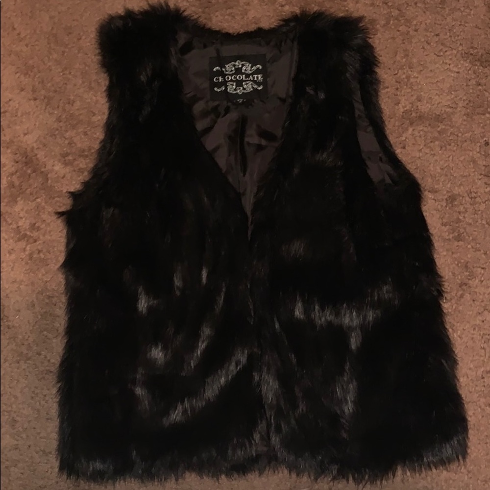 Black fur vest